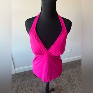 Lands' End Halter Tankini Swim Top | Size 8 | Magenta Pink Supportive Swimwear